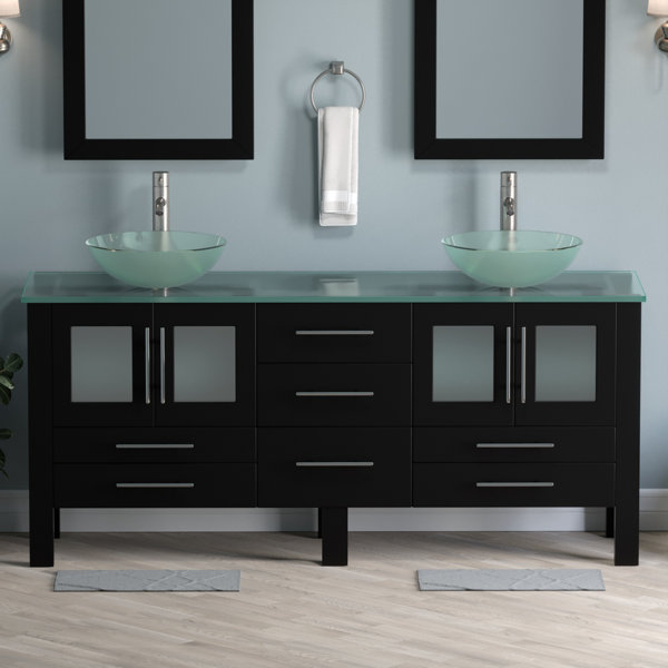 Brayden Studio® Meserve 71'' Wall Mounted Double Bathroom Vanity with